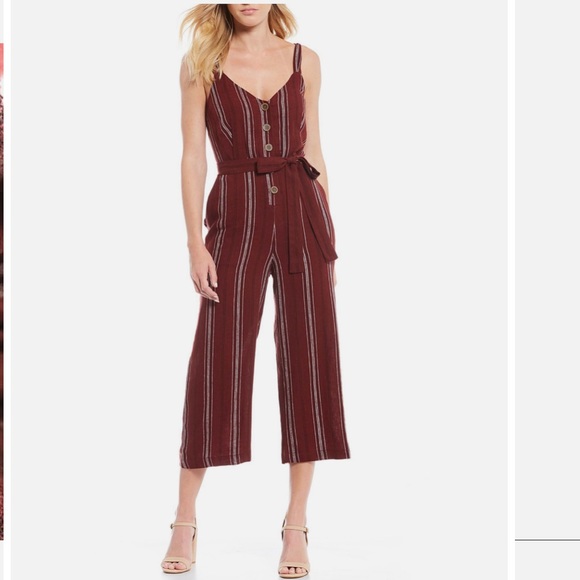 Sanctuary Maroon Stripe Jumpsuit size M NWT - Picture 1 of 4